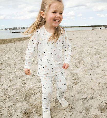 Joha Leggings - Bamboo - White w. Pelicans