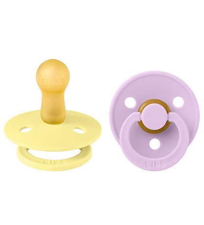 BIBS Colour Pacifiers - 2-Pack - Size 2 - Round - Sunshine/Viole