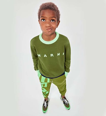 Marni Joggingbuxur - Khaki/Neon grænt