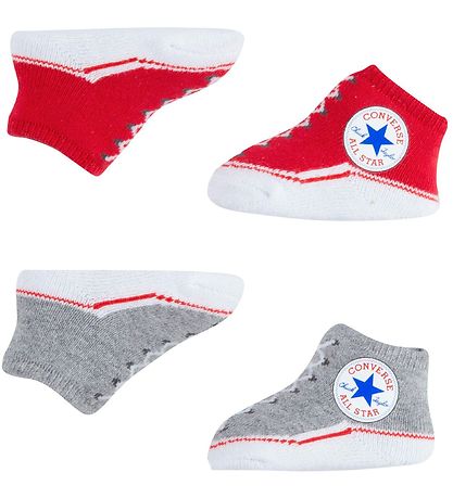 Converse Socks- 2-Pack - Grey Melange/University Red