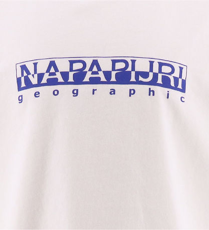 Napapijri Stuttermabolur - Bright White M. Blár
