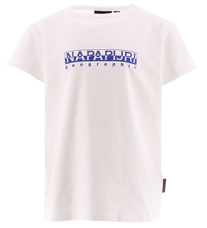 Napapijri Stuttermabolur - Bright White M. Blár