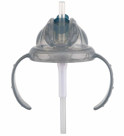 Nuby Drinking cup w. Handle and Straws - 240ml - Grey w. Print