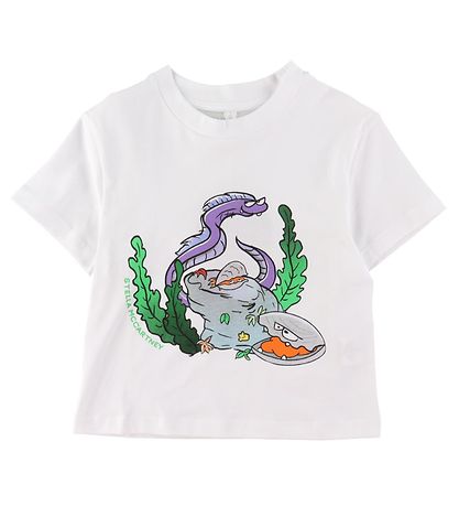 Stella McCartney Kids Stuttermabolur - Hvítur M. Ýttu á