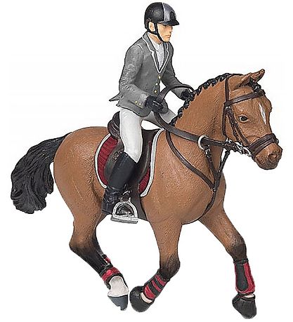 Papo Springhest m. Reiter - L: 15 cm