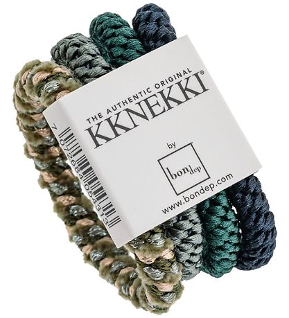 Kknekki Hárteygjur - 4 Pakki - Dökkblátt/Grænt/Glimmer Mix