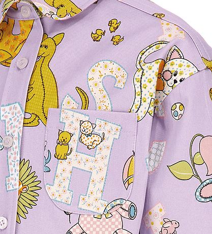 Moschino Bluse - Lila m. Print