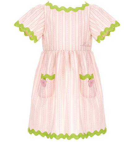 Moschino Kleid - Rose Gestreift/Neongrün