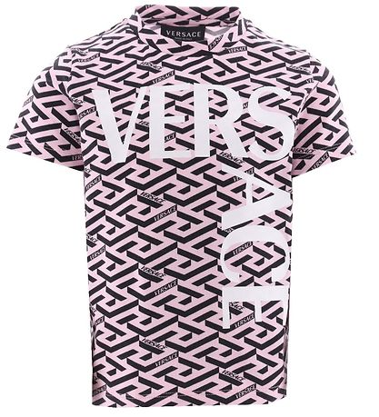 Versace Stuttermabolur - Bleikt/Svart M. Prentað