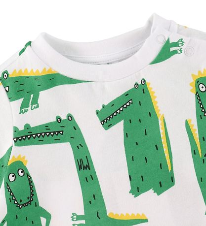 Stella McCartney Kids Stuttermabolur - Hvítir M. Krókódílar