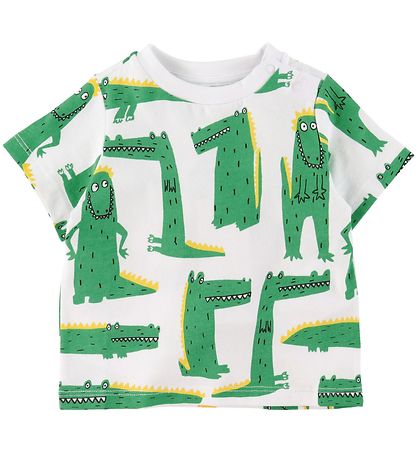Stella McCartney Kids Stuttermabolur - Hvítir M. Krókódílar