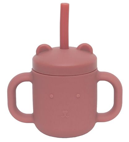 Petit Monkey Becher m. Strohhalme - Silikon - 175 ml - Mahogany 
