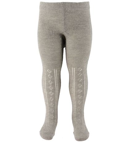 Minymo Strumpfhosen - 2er-Pack - Hellgrau-Meliert/Pink m. Lochmu
