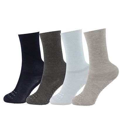 GoBabyGo Socks - Non-Slip - 4-Pack - Blue/Grey