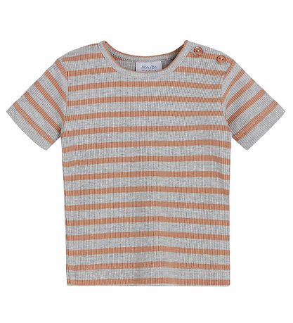 Noa Noa miniature Stuttermabolur - Rib - List Grey Melange