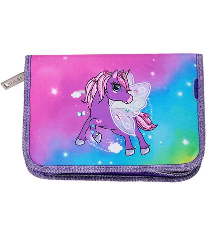 Jeva Pencil Case w. Contents - Onezip - Rainbow Alicorn