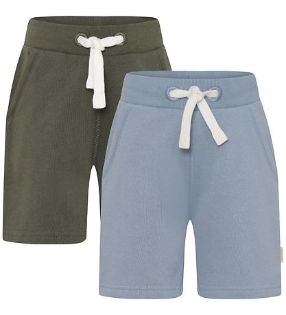 Minymo Shorts - 2er-Pack - Blau/Grün