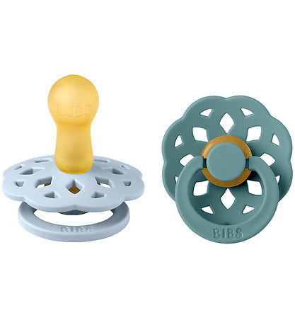 BIBS Bohemia Pacifiers - 2-Pack - Size 2 - Round - Baby Blue/Ice