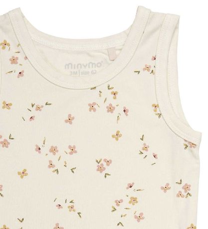 Minymo Bodysuit Sleeveless - Bamboo - Veiled Rose Flower