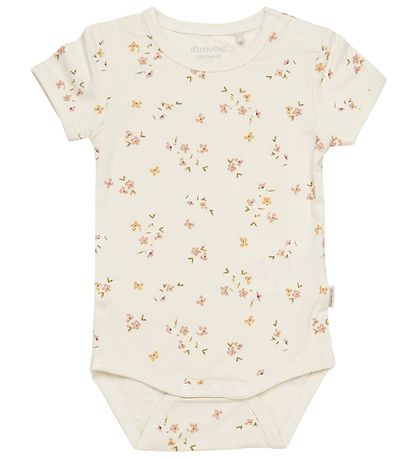 Minymo Bodysuit s/s - Bamboo - Veiled Rose Flower