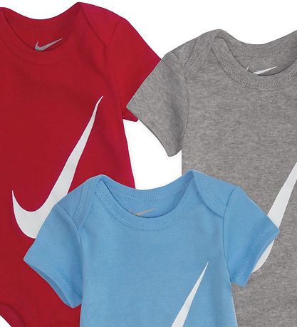 Nike Bodysuits s/s - Swoosh - 3-Pak - Red/Blue/Grey