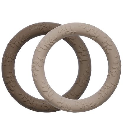 A Little Lovely Company Beißring - 2er-Pack - Blätter - Taupe