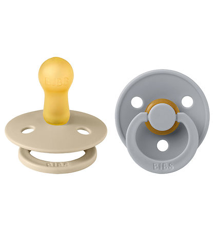 BIBS Colour Pacifiers - 2-Pack - Size 2 - Round - Vanilla/Cloud