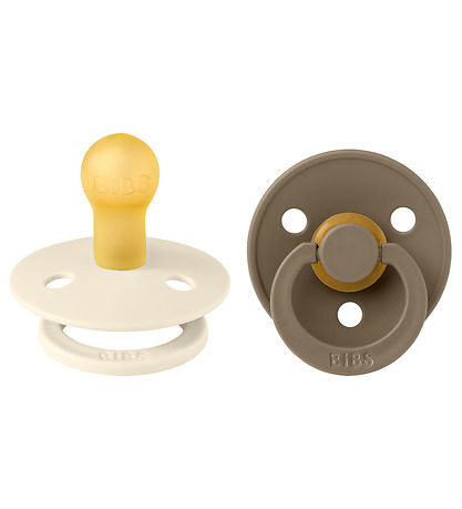 BIBS Colour Pacifiers - 2-Pack - Size 1 - Round - Ivory/Dark Oak