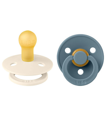BIBS Colour Pacifiers - 2-Pack - Size 1 - Round - Ivory/Petrol