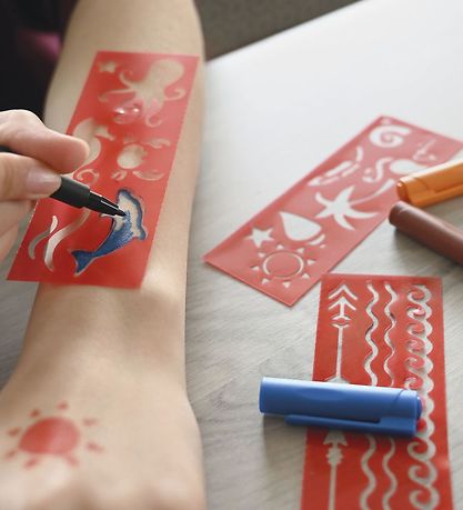 Eberhard Faber húðflúr Tússlitir M. Stencils - Strönd - 4 Litir
