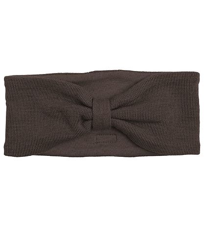 Racing Kids Headband - Wool/cotton - Chocolate Brown w. Bow