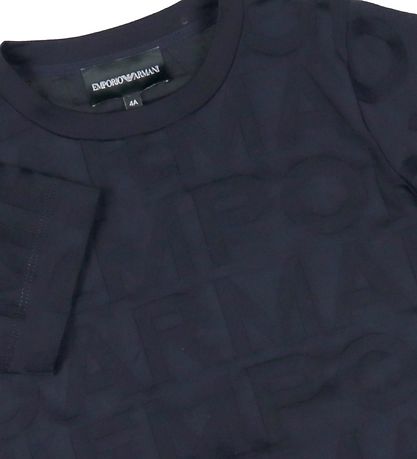 Emporio Armani Stuttermabolur - Dökkblátt M. Texti