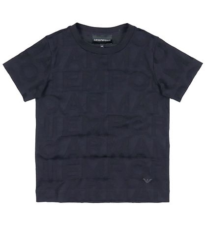 Emporio Armani Stuttermabolur - Dökkblátt M. Texti