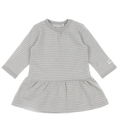 Minymo Kleid l/ä - Grau m. Streifen