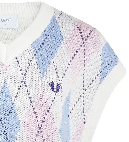 Grunt Waistcoat - Knitted - Canellia - Off White w. Checs