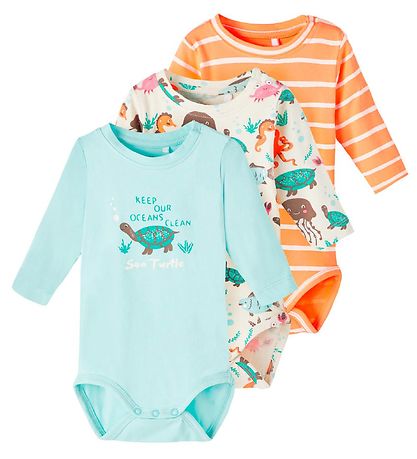 Name It Bodysuits L/æ - NbnOcean - 3-Pack - Whitecap Gray