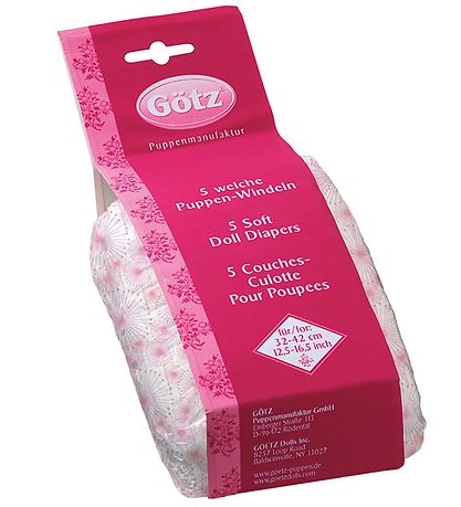 Götz Diapers For Dolls - 5-Pack - 42-48cm - Happy Flower