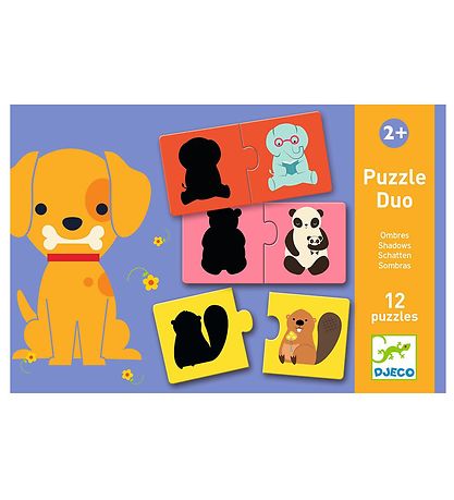 Djeco Puzzel - 12 Bakstenen - Schaduwen van dieren