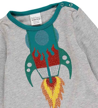 Freds World Bluse - Hello Rocket - Grau Meliert m. Rumraket