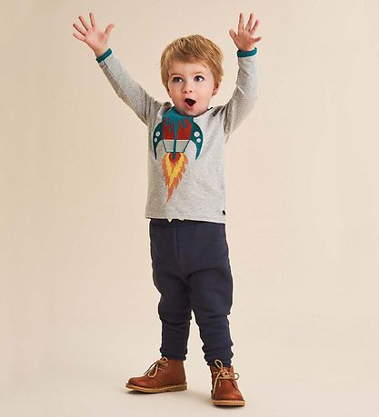 Freds World Bluse - Hello Rocket - Grau Meliert m. Rumraket