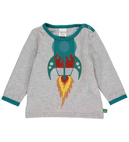 Freds World Bluse - Hello Rocket - Grau Meliert m. Rumraket