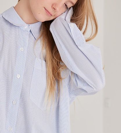 Designers Remix Skyrta - Oversized - Aiden - White/Blue Rönd