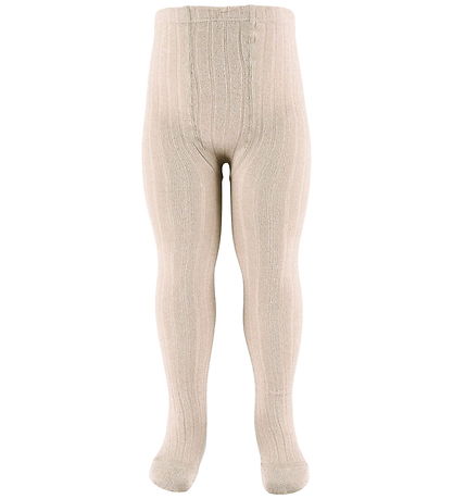 Collants Condor - Viscose - Rib - Beige av. Brillant