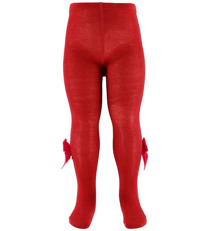 Condor Strumpbyxor m. Velour rosett - Röd