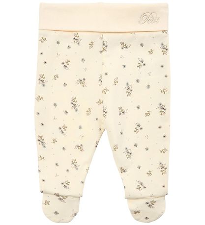 Petit by Sofie Schnoor Trousers w. Feet - Antique White w. Flowe