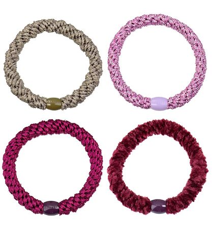 Kknekki Haargummis - 4er-Pack - Rot/Grau Glitzer Mix