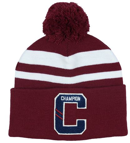 Champion Muts - Gebreid - Tiener - 2-lag - Rood/Wit m. Pom-Pom