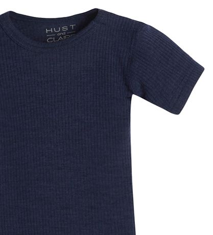 Hust and Claire Romper s/s - Inzet - Rib - Wol - Navy