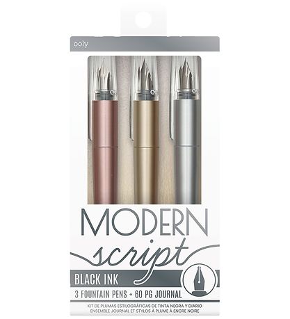Ooly Fountain pen with. Notebook - 3 Pcs - Dual Tip Metallic Mar