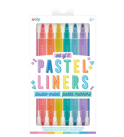 Ooly Dubbelzijdig Markers - 8 stk - Pastel Liners Dual Tip Merk